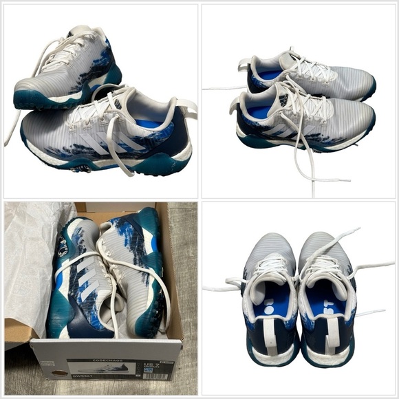 Men’s Adidas Golf 7 CODECHAOS Gray Blue Shoes Spikeless Lightweight Waterproof - Picture 1 of 11